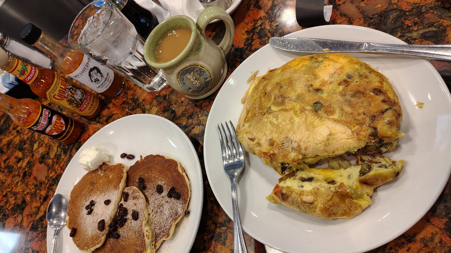 garden omelette & cinny pancakes